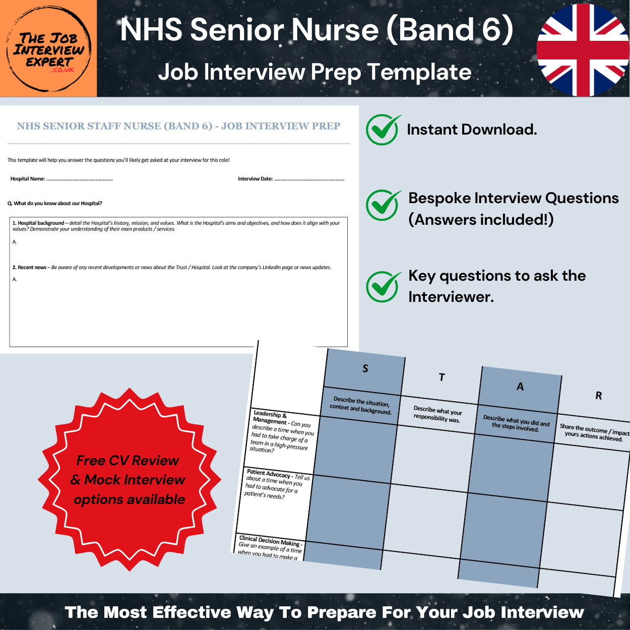 NHS Senior Staff / Charge Nurse (Band 6) - Job Interview Prep Template